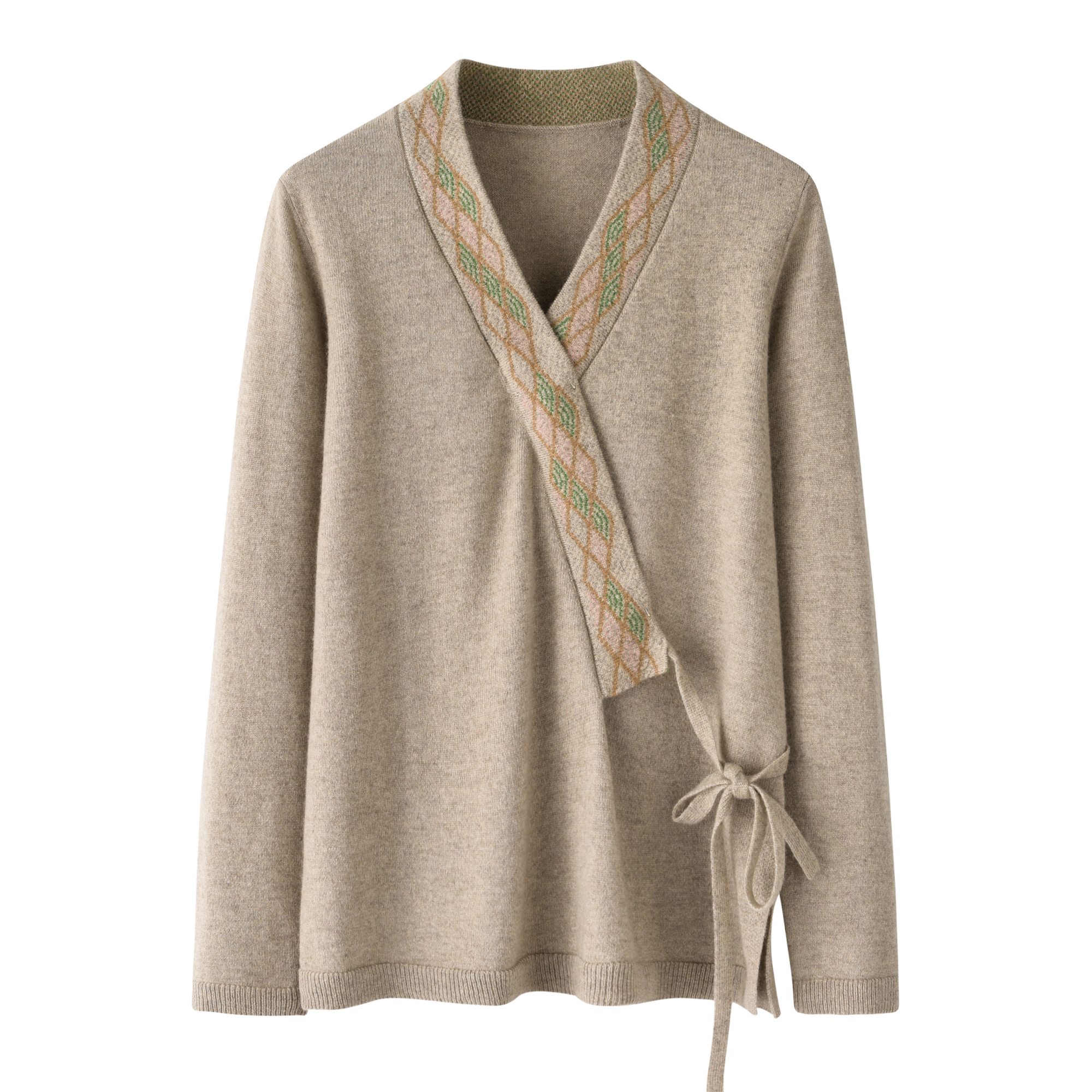 其乐绒绒纯山羊绒国风女羊绒系带