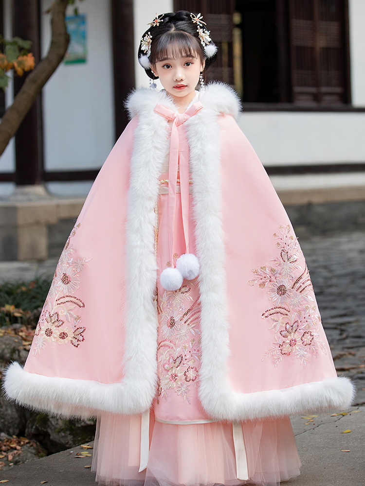 加绒加厚冬款女童唐装汉服拜年服