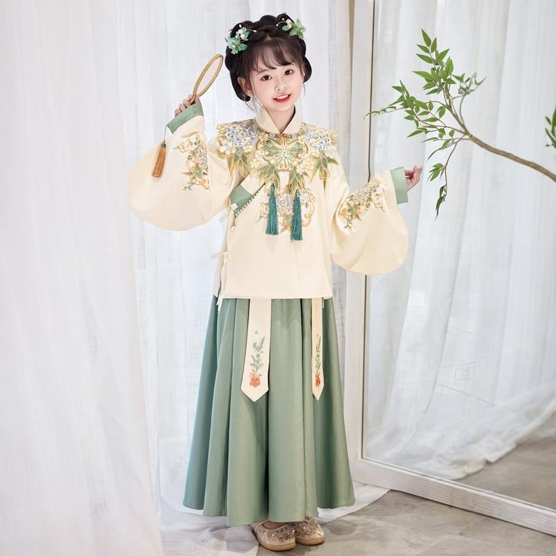 女童明制汉服2025新款新中式国风套装春秋儿童唐装国学服演出古装