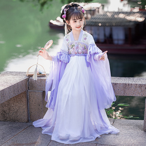 夏季薄款女童超仙飘逸唐装汉服