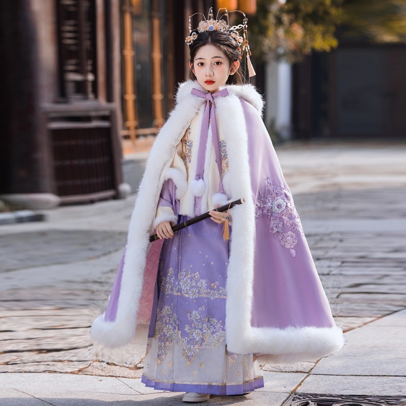 女童冬款汉服加厚马面裙中国风明制套装超仙女孩唐装新年装拜年服