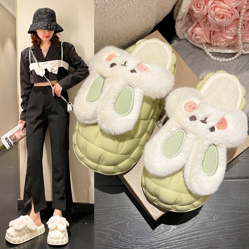 可拆卸包跟拖鞋秋冬新款加绒加棉居家可外穿情侣棉鞋拖鞋防水