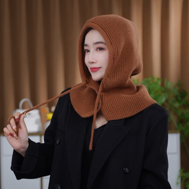 可拆卸假帽子领连帽单买配大衣内搭羽绒服防脏护领女骑行围脖一体