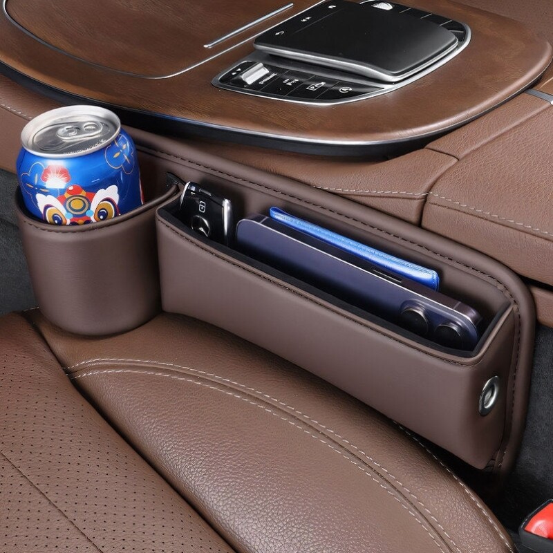 车载座椅缝隙储物盒水杯架汽车主副驾驶储物盒多功能收纳盒置物袋