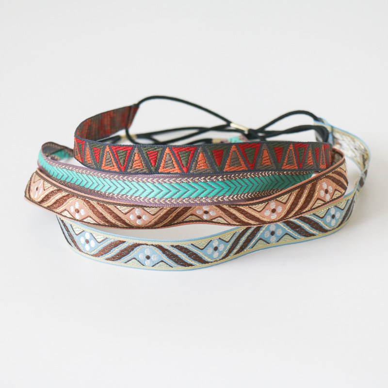 复古百搭民族风菱纹细边波西米亚弹力束发带头箍发饰