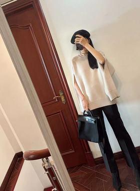 现货~气质大女主！lanv~羊毛羊绒斗篷针织上衣+helm~黑色加厚西裤