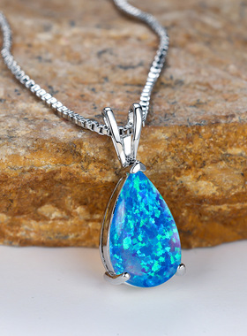 跨境wish热卖水滴澳宝吊坠项链女气质感百搭小众饰品