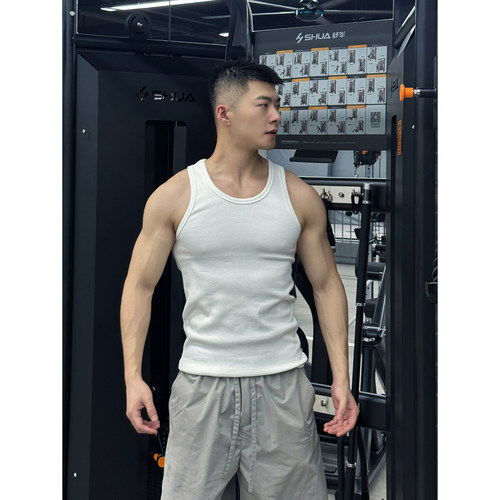 限时买3送1 重磅400G高密度百搭白背心美式简约修身纯棉运动背心