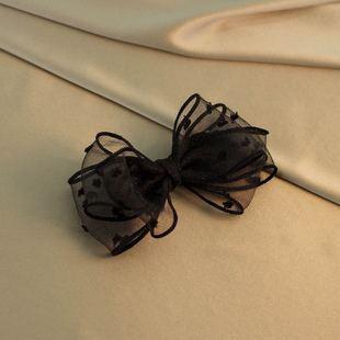 2026新款高端黑色蝴蝶结发夹女后脑勺发量少盘发半扎发顶夹发饰冬