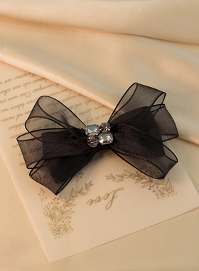 2026新款高端头饰黑色蝴蝶结发夹女半扎发后脑勺发量多盘发头花仙