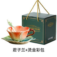 Enamel handcrafted ceramic, exquisite and high-end latte art coffee cup, high-end appearance, design sense, and niche flower tea cup thumbnail 6