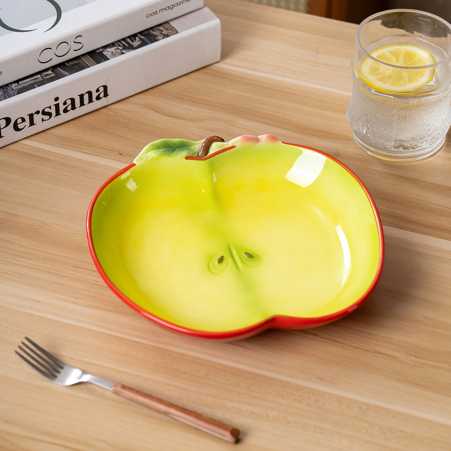 珐琅彩苹果陶瓷盘子菜盘