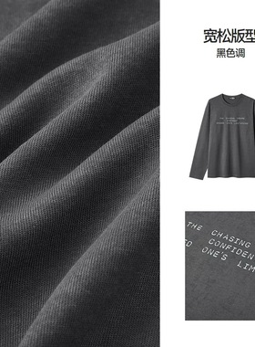 12/27W品牌2025年新款100%棉字母印花宽松百搭圆领长袖上衣3519