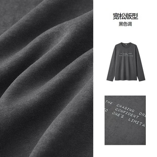 上衣3519 100%棉字母印花宽松百搭圆领长袖 27W品牌2025年新款