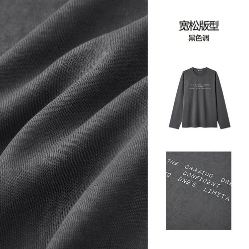 12/25Z品牌2025年新款100%棉字母印花宽松百搭圆领长袖上衣3519