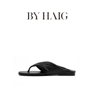 BYHAIG 瑞典设计师夏季超柔小羊皮人字拖度假风凉鞋平底拖鞋