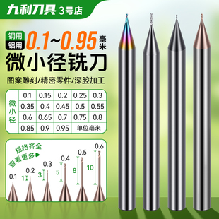 0.5 0.8微小直徑銑刀小數點數控銑刀CNC刀具 0.3 鎢鋼小徑銑刀0.2