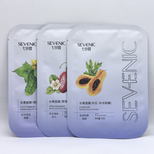 七分妆面膜10片水果面膜青瓜补水美肌保湿木瓜滋润草莓亮肤面贴膜