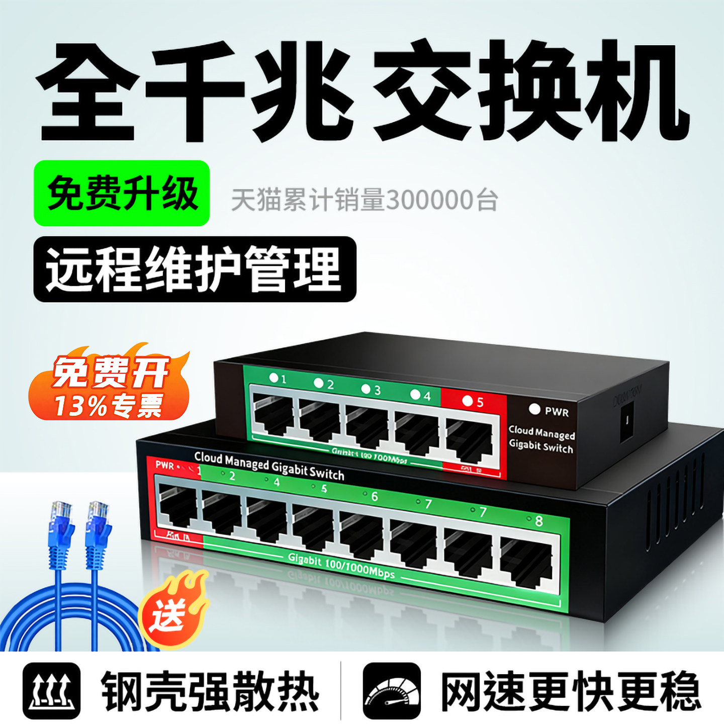 火翼网络交换机千兆8/5/16口以太网转换器光猫宽带路由器集线分路器家用网线扩展网口分流交换器端口监控专用