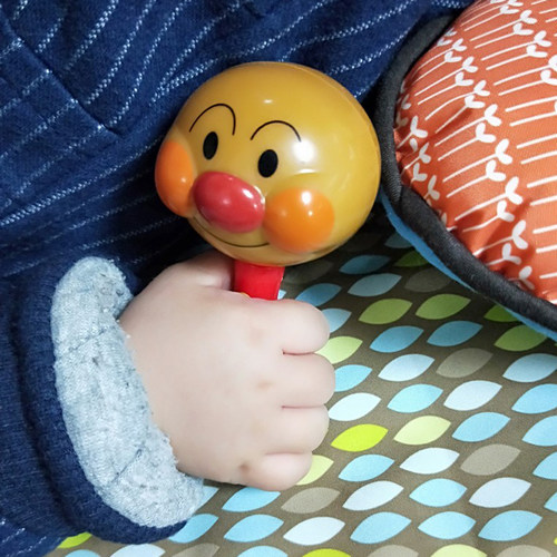 宝宝手抓棒面包超人铃铛安抚沙锤