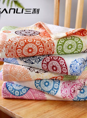 3条装 三利竹纤维方巾毛巾浴巾柔软吸水加厚洗脸洁面巾家用文艺范