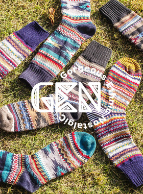 GEN 咔叽工装复古长袜中筒袜子redwing民族袜手工毛线袜