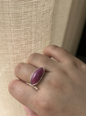 精致玫红色开口戒指小众设计百搭首饰开口戒指