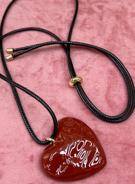 安可拉红色爱心耳环毛衣链可调节