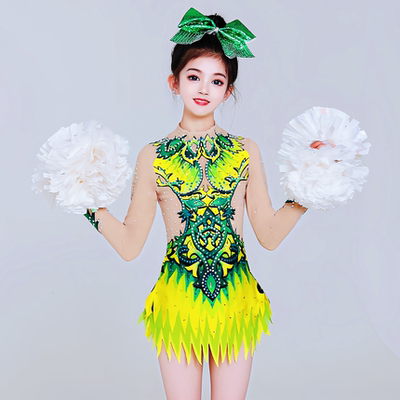 专业啦啦操竞技服装儿童拉拉队比赛演出服运动会健美操舞蹈服女童