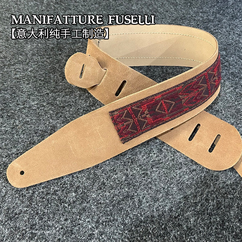 MANIFATTURE FUSELLI手工吉他背带 绒面刺绣民谣电吉他贝斯肩绑带