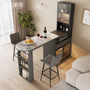 轻奢岩板吧台桌酒柜一体家用客厅可伸缩实木可定制沙发吧台隔断柜