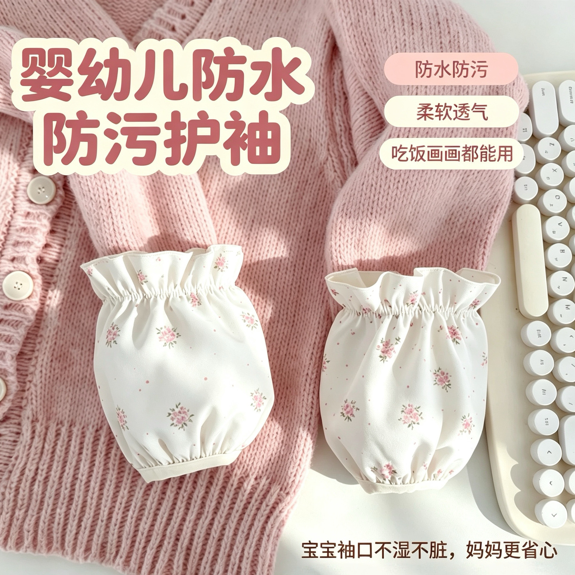 儿童防水袖套防脏小女孩秋冬羽绒服护袖短款冬季女童画画套袖宝宝