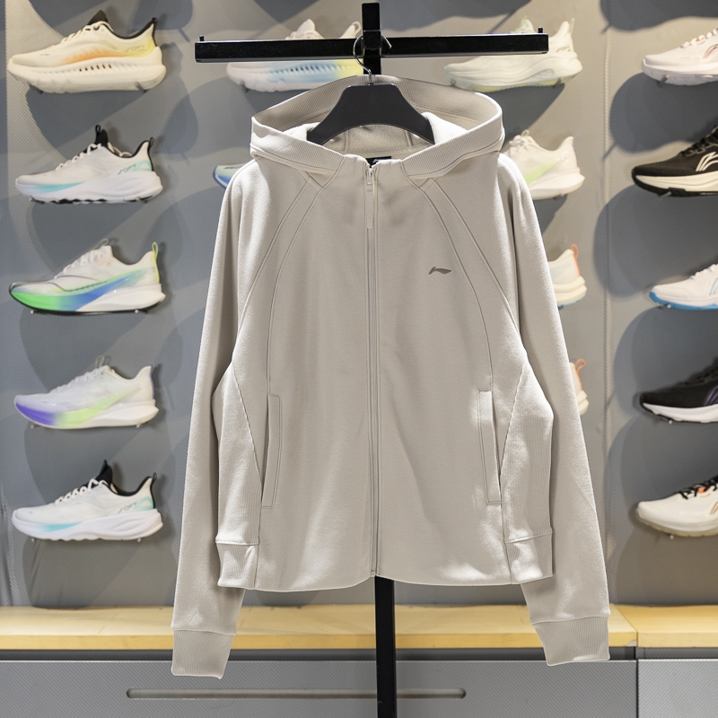 李宁女子连帽加绒保暖开衫卫衣