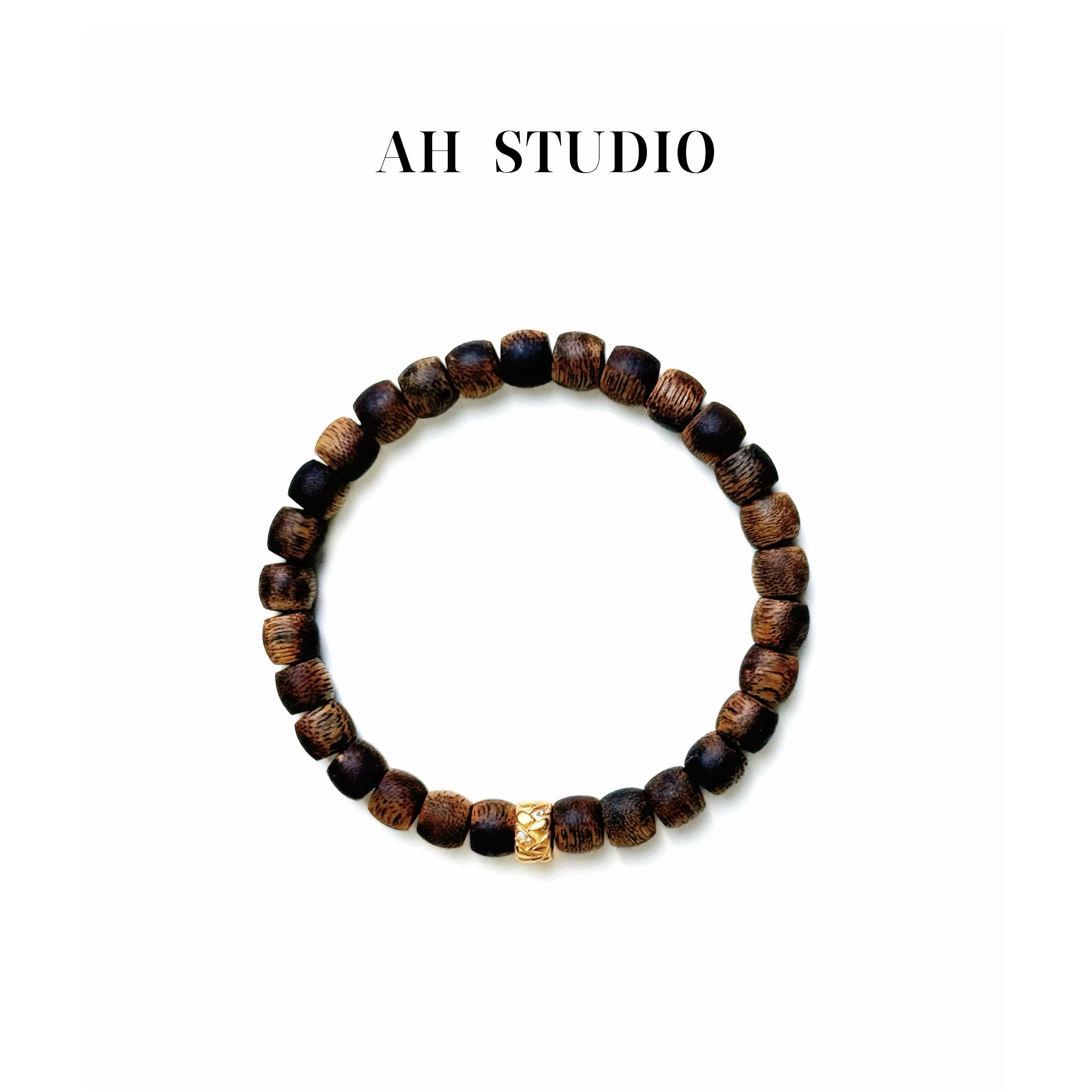 AH STUDIO |绿奇楠沉香单圈文玩手串新潮s925银