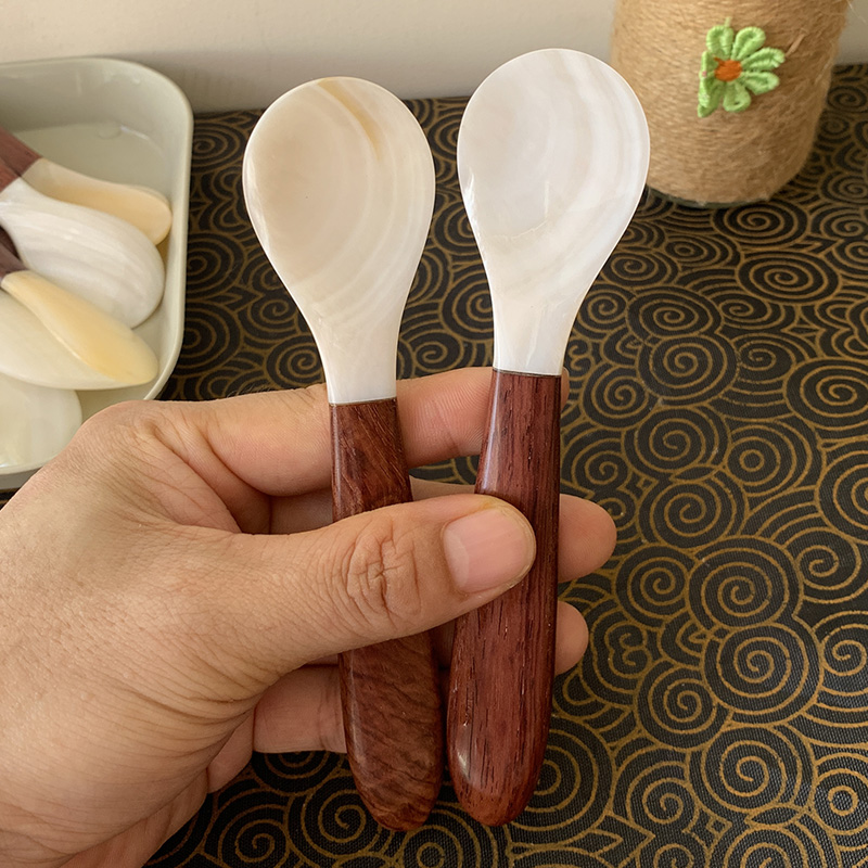 手工贝壳勺刀叉镶木拼接可爱