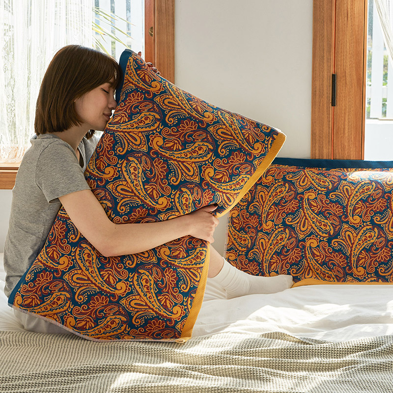 纯棉枕巾一对装全棉纱布加大加厚