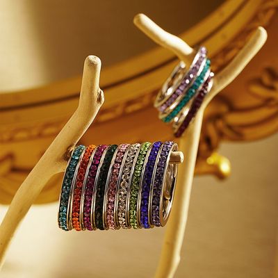 12月份诞生石钛钢女士戒指欧美时尚不锈钢镶钻生辰石五彩指环