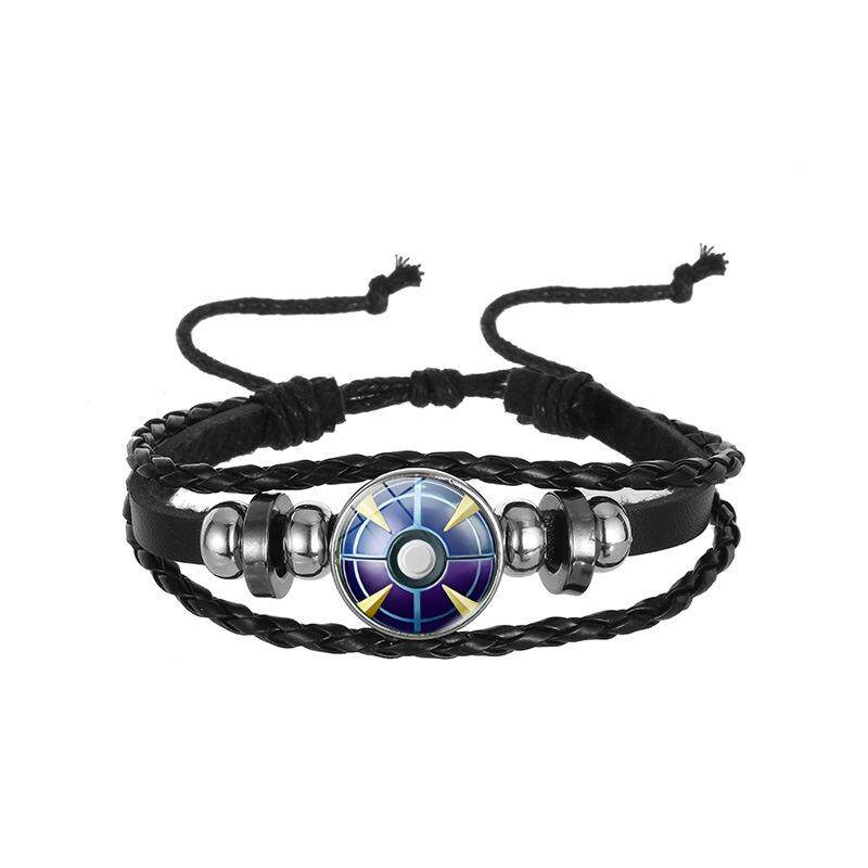 口袋妖怪Pokemon Go精灵球时光宝石皮革手链复古多层编织手链饰品