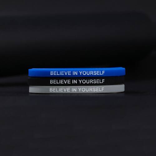 时尚潮流硅胶手环BELIEVE IN YOUSELF相信你自己男女运动励志手环
