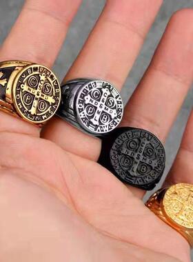 戒指 海腾源头厂家钛钢戒指cspb十字架男戒 不锈钢欧美