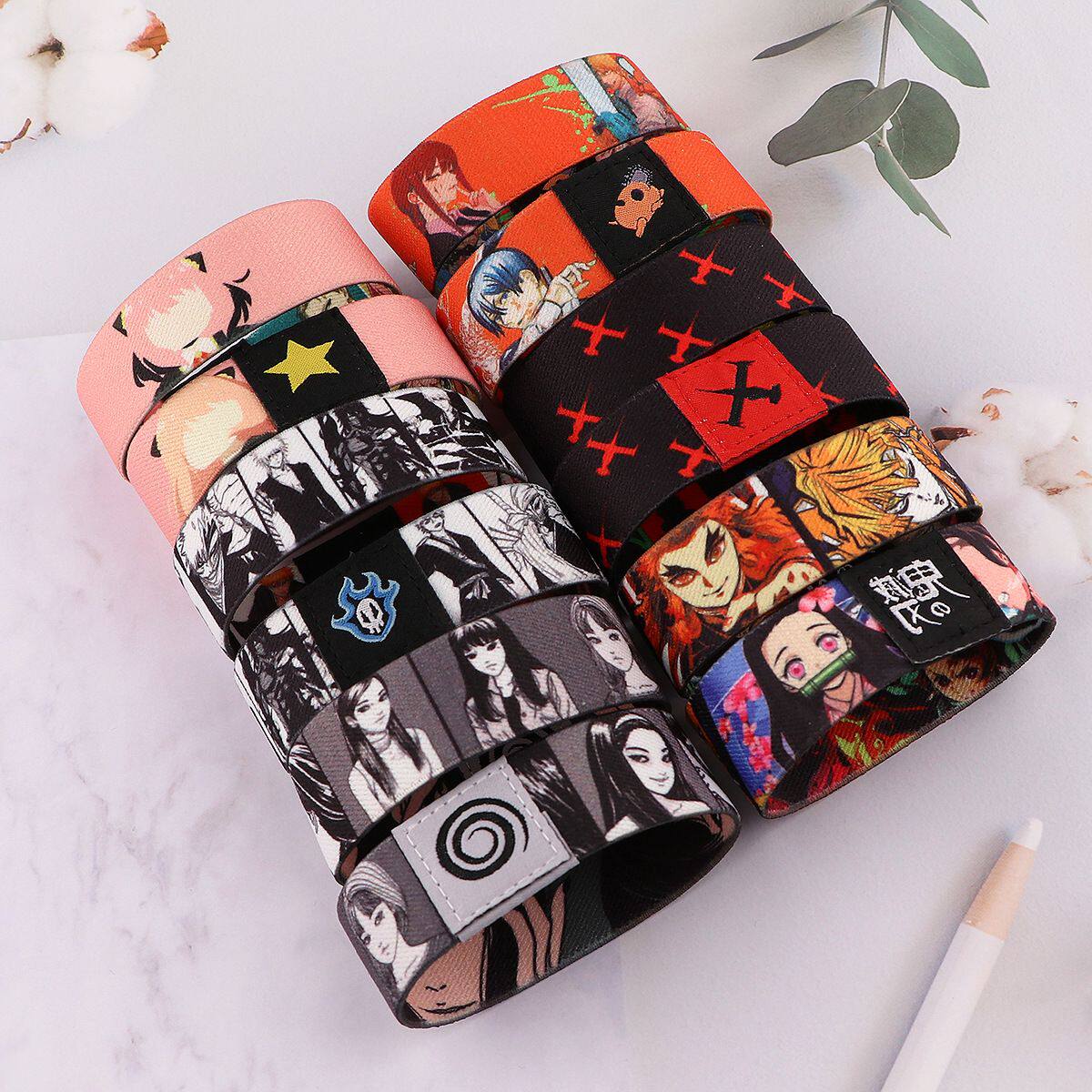 卡通鬼灭之刃弹力手腕带运动松紧护腕手环可水洗死神动画弹力带