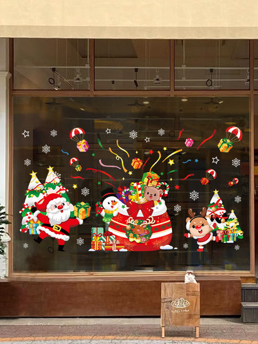 圣诞节装饰贴纸圣诞老人静电贴