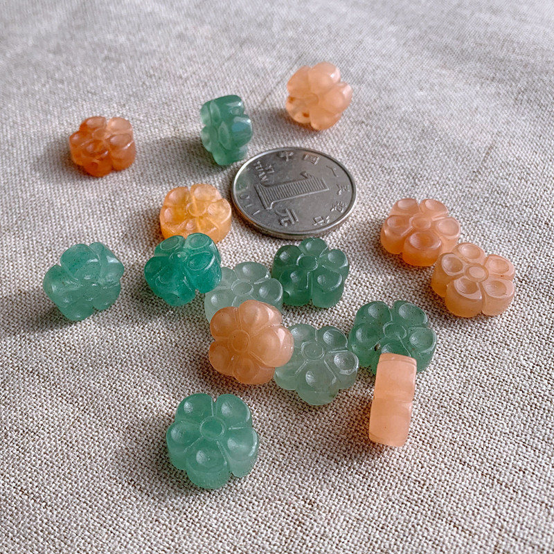 纯天然金丝玉东陵玉五瓣花吊饰玉石梅花背云 diy手链项链配饰配件