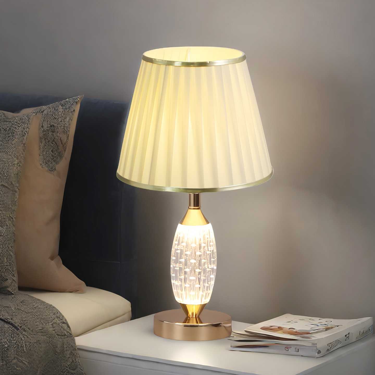 烨上洋气台灯卧室床头灯轻奢现代时尚有机玻璃装饰调光创意双控