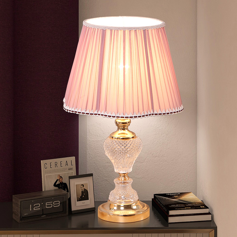 烨上欧式玻璃台灯卧室床头房间灯饰灯具创意温馨浪漫粉红黄色068