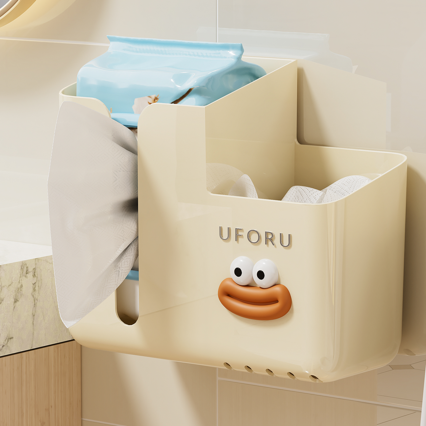 壁挂式废弃洗脸巾收纳盒多功能