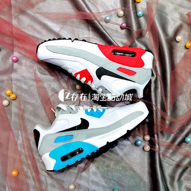 Nike/耐克 Air Max 90鸳鸯红蓝女子气垫复古增高慢跑鞋CD6864-108