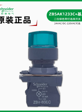 施耐德 ZB5AK1233C绿色2位带灯选择开关24V 220V ZB5AW0B31C M31C