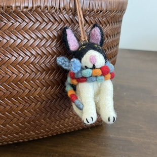 尼泊尔手工羊毛毡可爱小狗挂件包挂车挂钥匙扣车挂礼物女