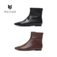 真皮平底短靴XC2683 PAIJIAO 羊皮方头极简风瘦瘦靴女秋冬新款